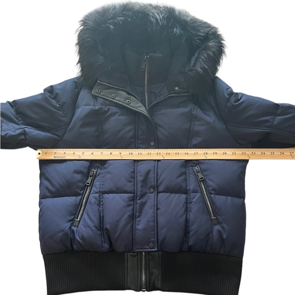 NWT Vince Camuto Quilted Down Fill Bomber Coat with Faux Fur Navy Black XL Women - Picture 7 of 16